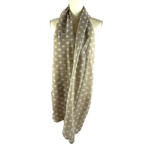 Scarf Rectangle Gray Taupe White Polka Dots 76" X 22" Sheer